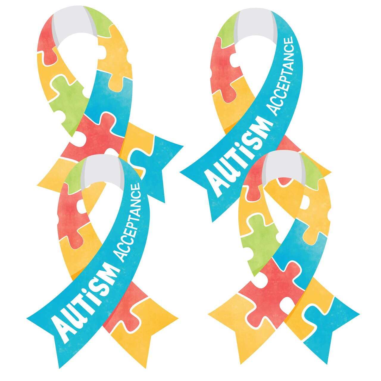 Big Dot of Happiness Autism Acceptance Decorations - DIY Awareness Paper Ribbon Cut-Out Essentials - Set of 20